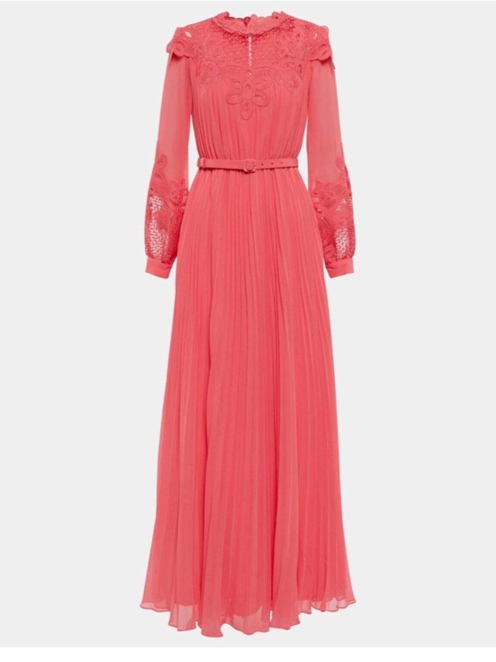 Self-Portrait Guipure lace-paneled chiffon gown Size 6